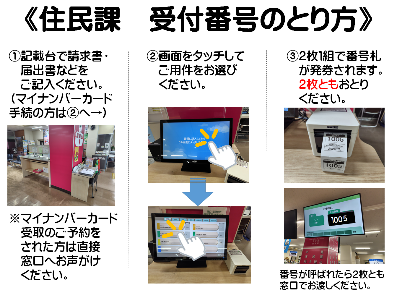住民課 受付番号のとり方