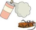 殺虫剤を吹きかけられて仰向けになっているゴキブリのイラスト