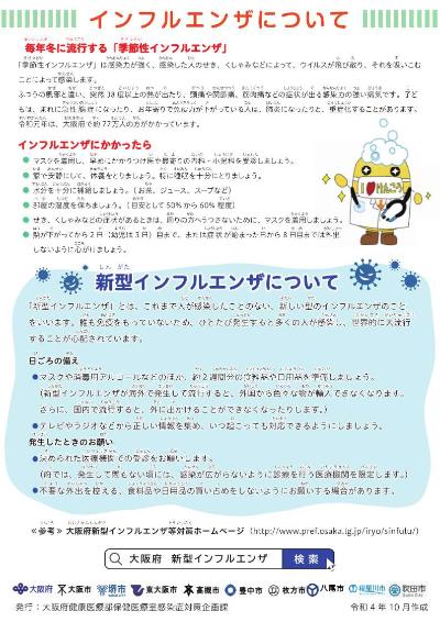 インフルエンザ予防啓発チラシ(小学生向け)裏