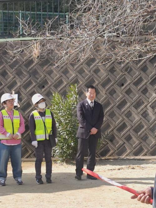 防災訓練に参加する藤原町長