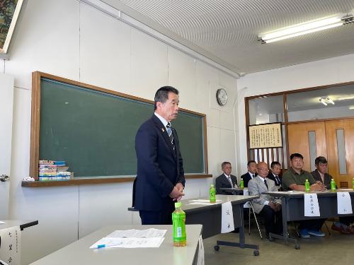 野菜出荷協議会総会にて挨拶する藤原町長