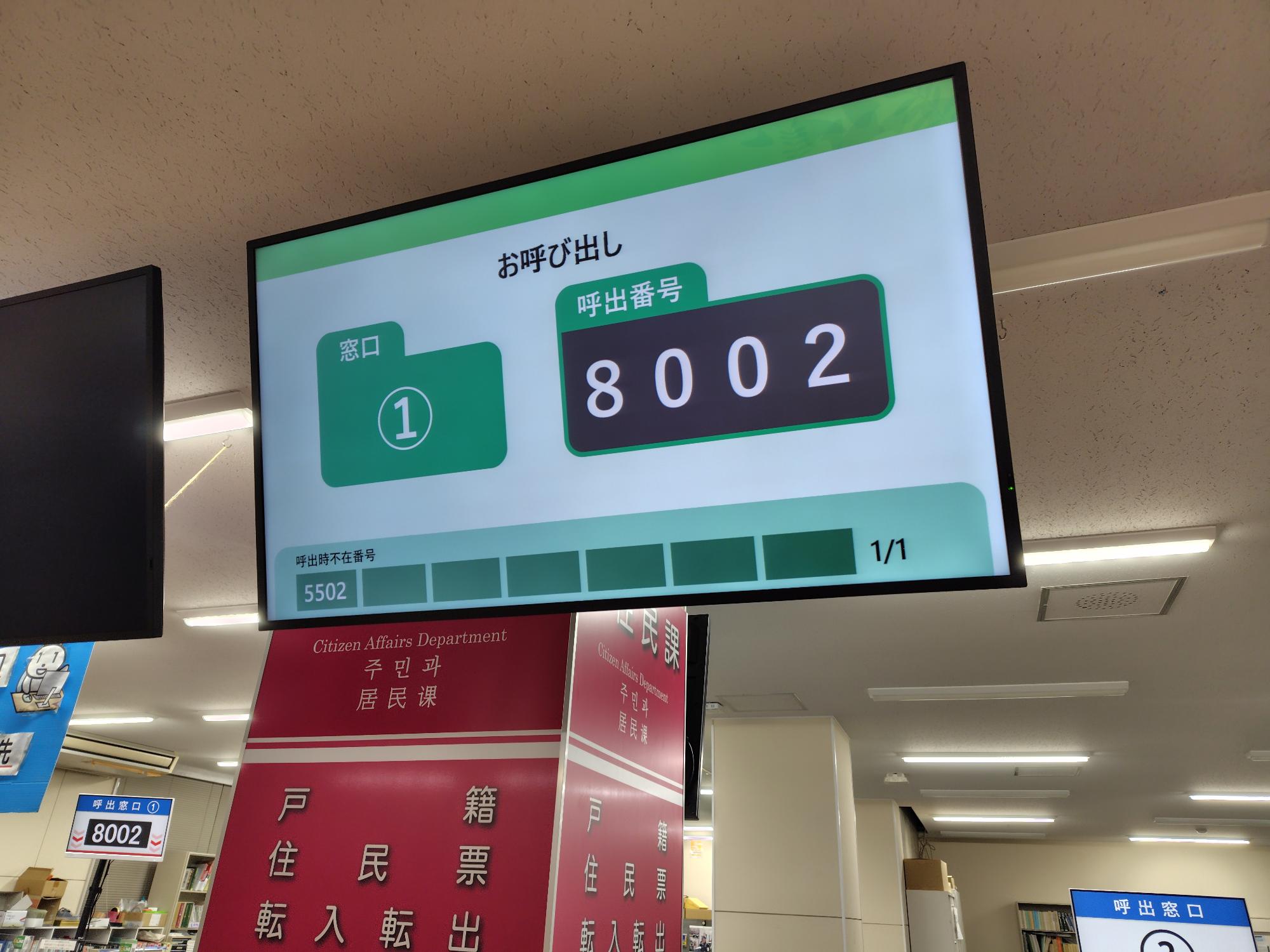 受付番号呼出し表示機