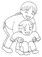 女性が子供の脇を持って抱っこしようとしているイラスト